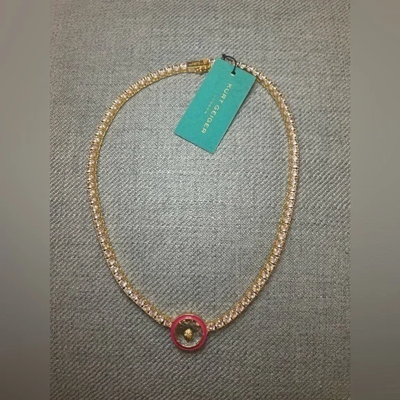 Kurt Geiger BRAND NEW Crystal Eagle Necklace with Pink Pendant 16”